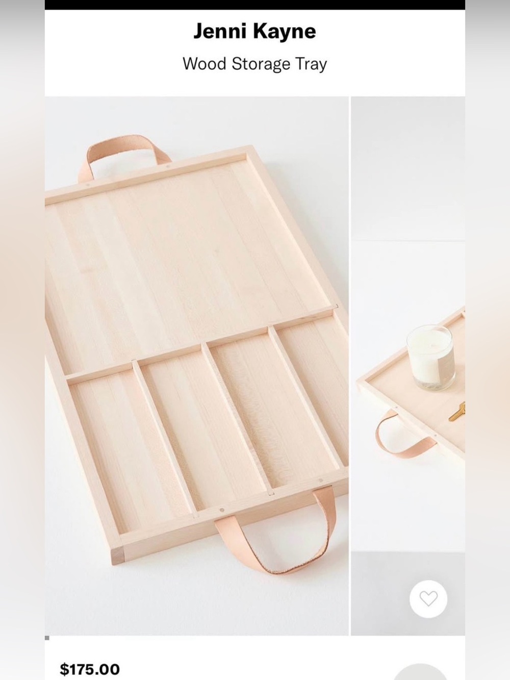 Jenni Kayne Natural Wood Tray with Divided Compartments